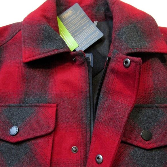 NWT Pendleton Men's Longmont in Red Ombre Plaid Wool Blend Shirt Jacket S - Picture 7 of 8